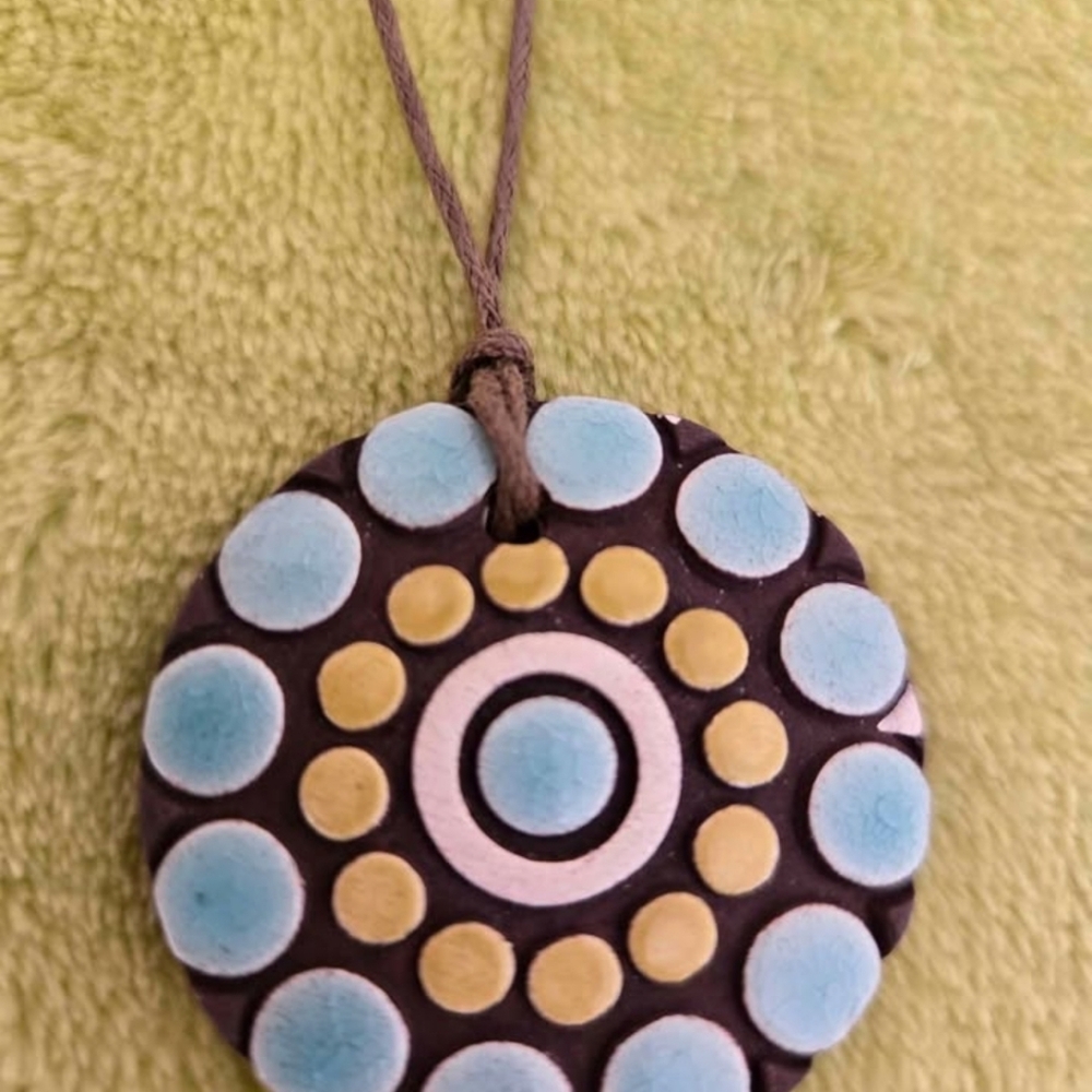 Bohemian Pendant Necklace with Blue and Yellow Accents